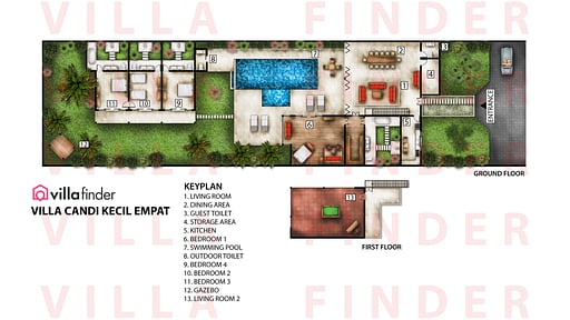 Villa Candi Kecil Empat Plano de Suelo