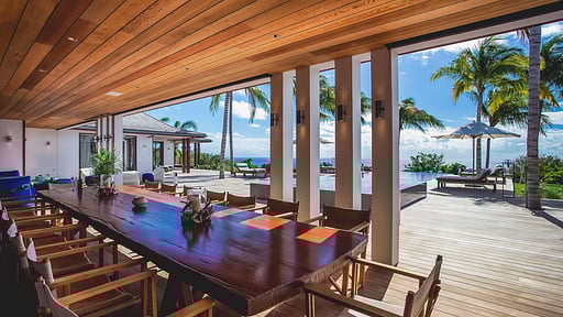 Villa Maison Blanc Bleu Salle à manger