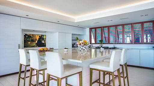 Villa Maison Blanc Bleu Cuisine