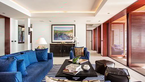 Villa Maison Blanc Bleu Salon