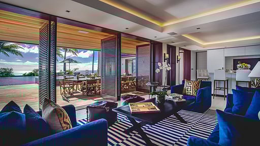 Villa Maison Blanc Bleu Salon