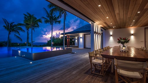 Villa Maison Blanc Bleu Salle à manger