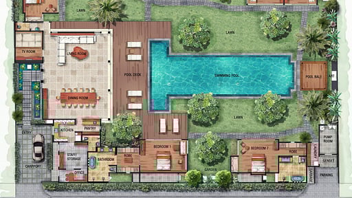 Villa Tiga Puluh Plano de Suelo