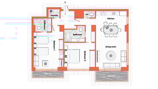 Yama Shizen Two Bedroom Condo Floor plan