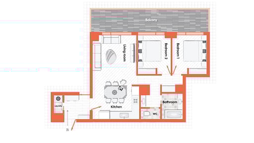 Youtei Tracks Two Bedroom Condo Floor plan