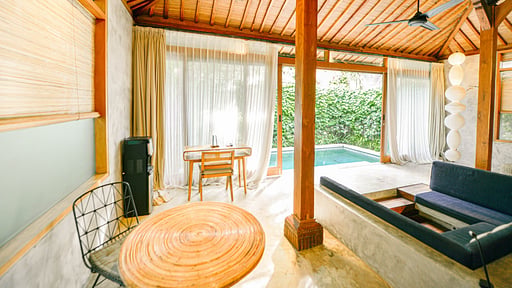 Zin Private Pool Teak Villa Living room